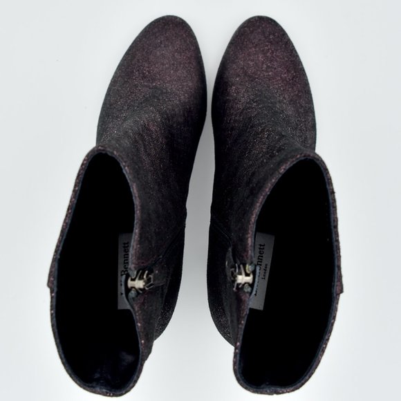 L.K. Bennett London Jourdan Sparkly Purple 'Loganberry' Block Heel Ankle Booties - Picture 9 of 16
